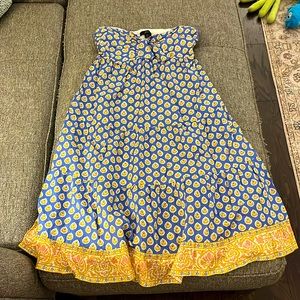 J. Crew Blue and Yellow Strapless Dress